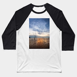 Lonely tree at muddy beach at sunset Baseball T-Shirt